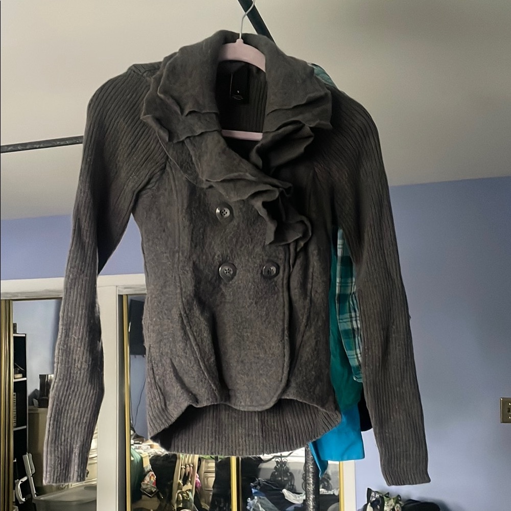 Marina Luna Charcoal Ruffled Blazer FINAL PRICE!